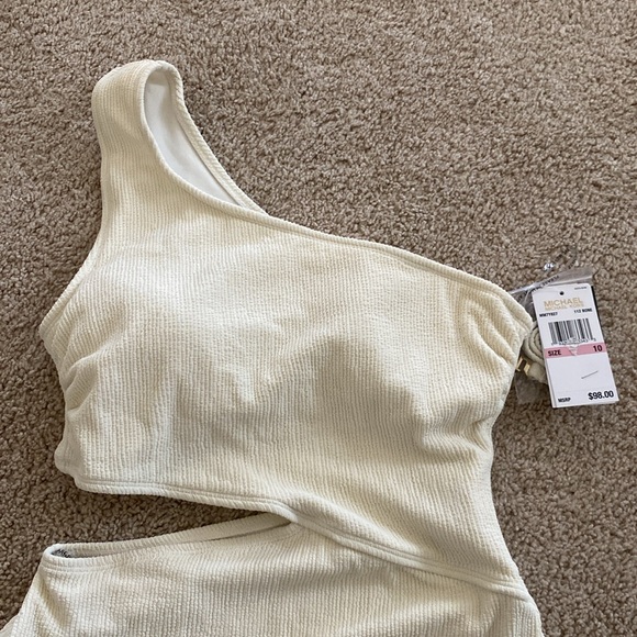 🌷MICHAEL MICHAEL KORS Women's One-Shoulder Side-Cutout Swimsuit Size 10 NWT $98 - Picture 4 of 6